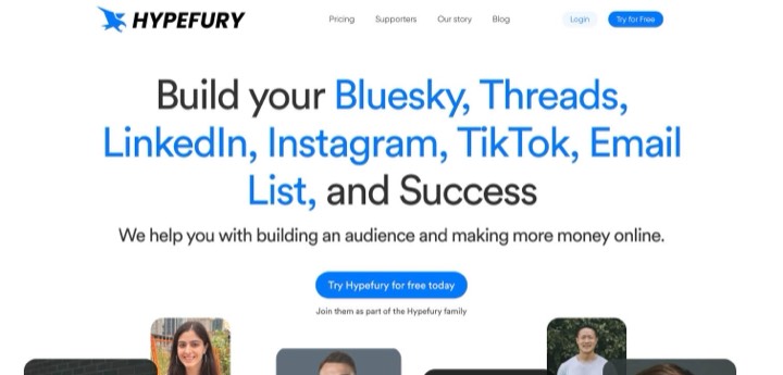 Hypefury homepage, first screen, 2026-10-14