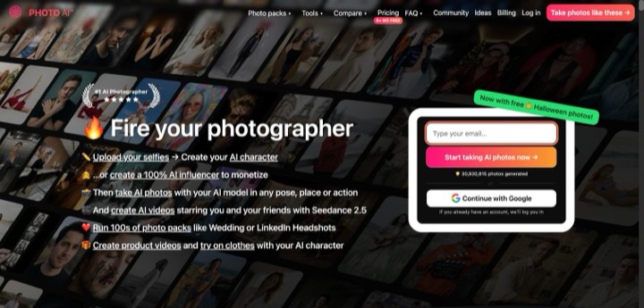Photo AI homepage, first screen, 2026-10-14