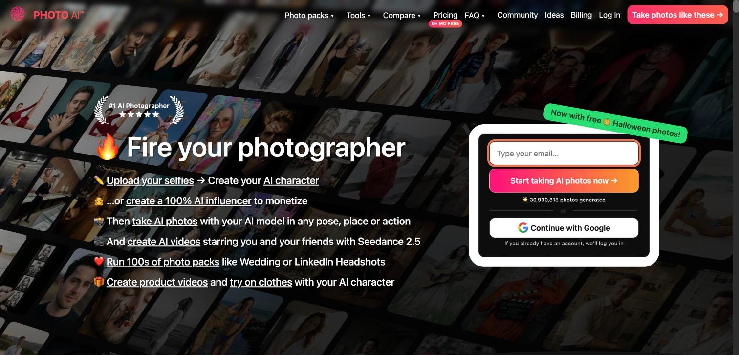 Photo AI homepage, first screen, 2026-10-14