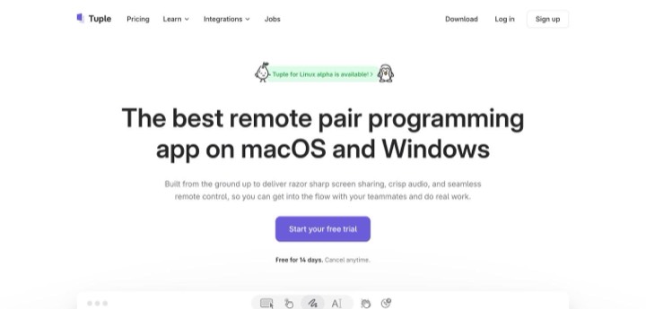 Tuple homepage, first screen, 2026-10-14